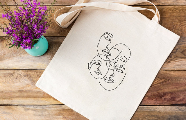 4 Face embroidery design ,one line embroidery design , 4 sizes. SVG ArtEMByNatalia 