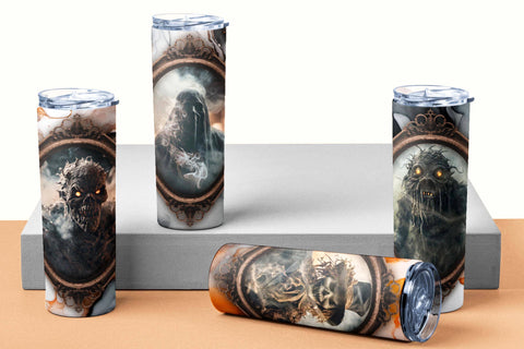 4 Halloween Monsters in the Mirror 20oz Skinny Tumblers sublimation wraps Sublimation Angel on Empire 
