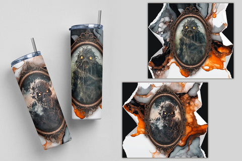 4 Halloween Monsters in the Mirror 20oz Skinny Tumblers sublimation wraps Sublimation Angel on Empire 
