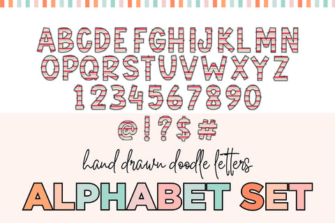 4 Hand Drawn Christmas Doodle Letter Alphabet Sets Sublimation BijouBay 