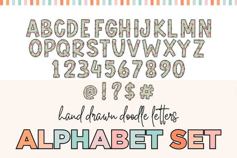 4 Hand Drawn Christmas Doodle Letter Alphabet Sets Sublimation BijouBay 