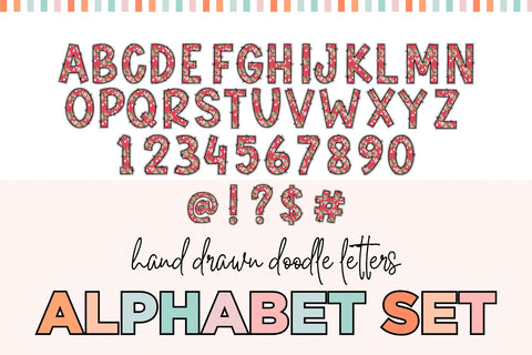 4 Hand Drawn Christmas Doodle Letter Alphabet Sets Sublimation BijouBay 