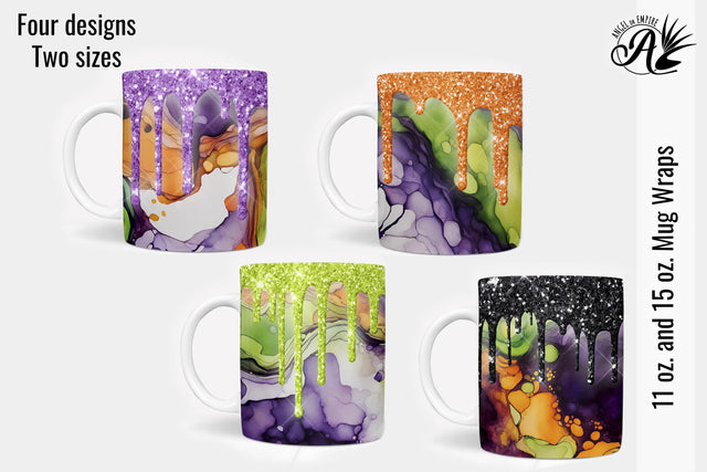 4 Inky Halloween Sparkle sublimation mug wraps Sublimation Angel on Empire 