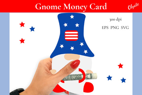 4 July Gnome Money Card. Money Card SVG. Money Holder. SVG Olga Terlyanskaya 