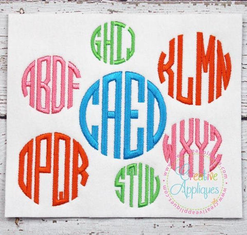4 Letter Circle Monogram Embroidery Font Font Creative Appliques 