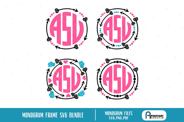 4 Monogram Frames Svg SVG Pinoyart Kreatib