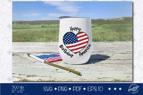 4 of July bundle svg, Patriotic svg, Heart flag, American flag svg SVG Createya Design 