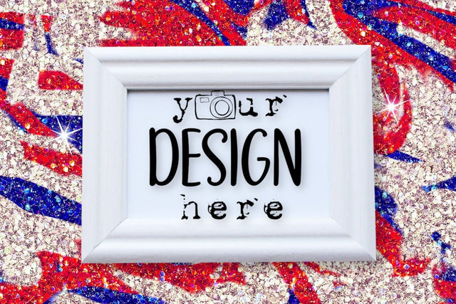 4 of July White Frame Mock Up, Glitter background, Frame Mockup,American Mock,USA, Veteran, Flat Lays Image, Digital Mockups,SVG Sublimation Design, JPG picture Mock Up Photo ArtStudio 