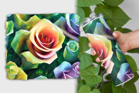 4 Painterly Roses 20oz Skinny Tumbler Wraps Sublimation Angel on Empire 