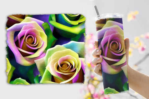 4 Painterly Roses 20oz Skinny Tumbler Wraps Sublimation Angel on Empire 