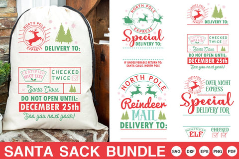 4 Santa Sack Bag svg designs, Santa sack svg, Christmas Santa Bag svg,Farmhouse Christmas Sign Bundle,door sign svg,svg cut files SVG etcify 