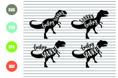 4 Styles Baby Saurus Svg, Eps. Dxf, Png Cut Files SVG Artstoredigital 