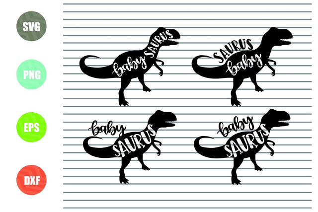 4 Styles Baby Saurus Svg, Eps. Dxf, Png Cut Files SVG Artstoredigital 