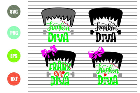 4 Styles Franken Diva Svg - Halloween SVG PNG DXF EPS Cut Files SVG Artstoredigital 