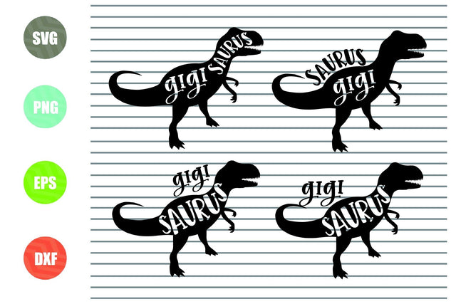 4 Styles Gigi Saurus Svg, Eps. Dxf, Png Cut Files SVG Artstoredigital 