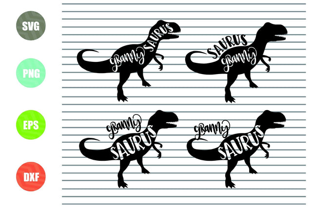 4 Styles Granny Saurus Svg, Eps. Dxf, Png Cut Files SVG Artstoredigital 