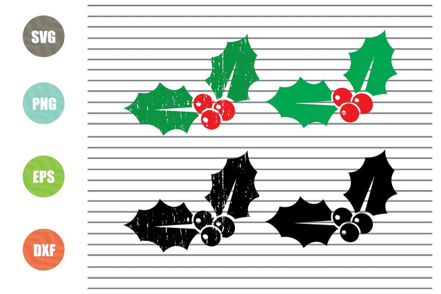 4 Styles Holly Svg - Christmas Svg, Png, Dxf, Eps Cut Files SVG Artstoredigital 