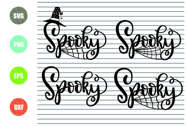 4 Styles Spooky - Halloween SVG PNG DXF EPS Cut Files SVG Artstoredigital 