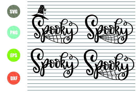 4 Styles Spooky - Halloween SVG PNG DXF EPS Cut Files SVG Artstoredigital 