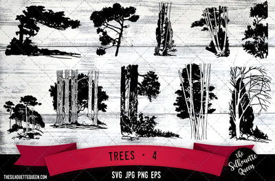 4. Trees - 4 SVG -Vector Art Commercial & Personal Use- Cricut,Silhouette,Cameo,Vinyl Cut SVG Loveleen Kaur 