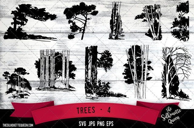 4. Trees - 4 SVG -Vector Art Commercial & Personal Use- Cricut,Silhouette,Cameo,Vinyl Cut SVG Loveleen Kaur 