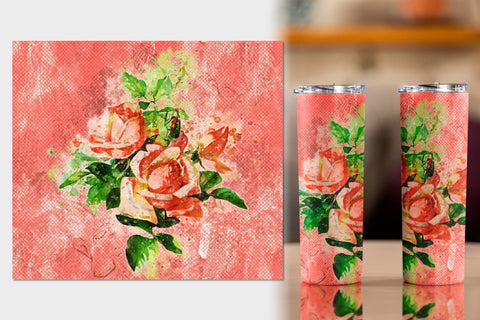 4 Watercolor Floral Grunge 20oz Skinny Tumblers sublimation wraps Sublimation Angel on Empire 