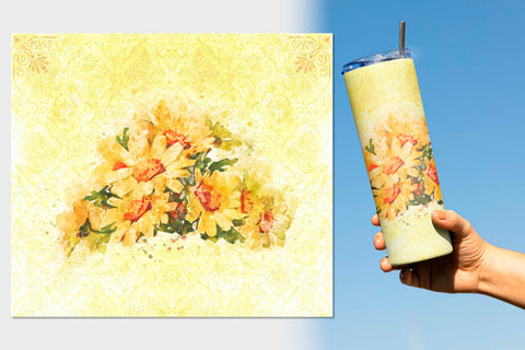 4 Watercolor Floral Grunge 20oz Skinny Tumblers sublimation wraps Sublimation Angel on Empire 