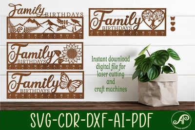 4 x Calendar sets SVG laser cut file SVG APInspireddesigns 