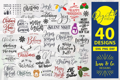 40 Christmas SVG Bundle, Christmas Svg, Farmhouse Svg, Cricut Svg, Silhouette Designs, Digital Cut Files, SVG DXF PNG (99NOV23A) SVG Ivan & Co. Designs 