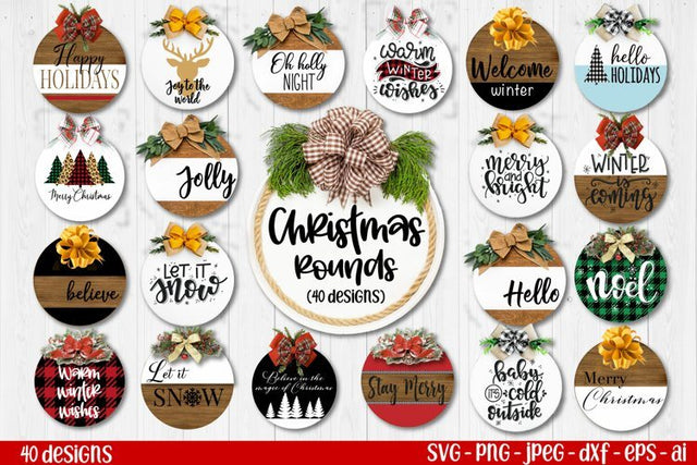 40 Door Round Signs Bundle | Merry Christmas Bundle SVG SVG TatiStudio 