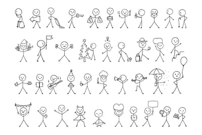 40 hand-drawn drawings of the stick man. SVG Arts By Naty 