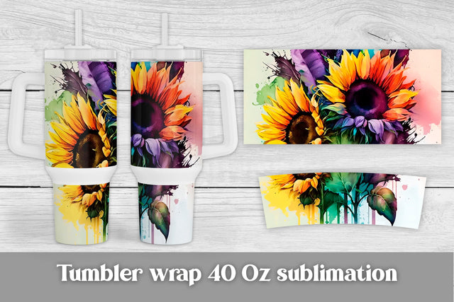 40 oz tumbler designs | Sunflower tumbler wrap Sublimation Svetana Studio 