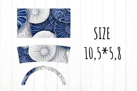 40 OZ Tumbler Wrap. Chinoiserie Porcelain With Shell PNG Sublimation Olga Terlyanskaya 