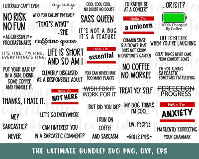 40 sarcastic svg bundle, funny svg quotes, hello im svg, funny sarcastic svg sayings, svg bundles, motivation svgs, sarcastic funny quotes SVG WildOakSVG 