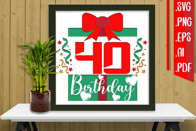 40th Birthday Layered Papercut Svg Eps Ai Png Pdf 3D Paper zafrans studio 