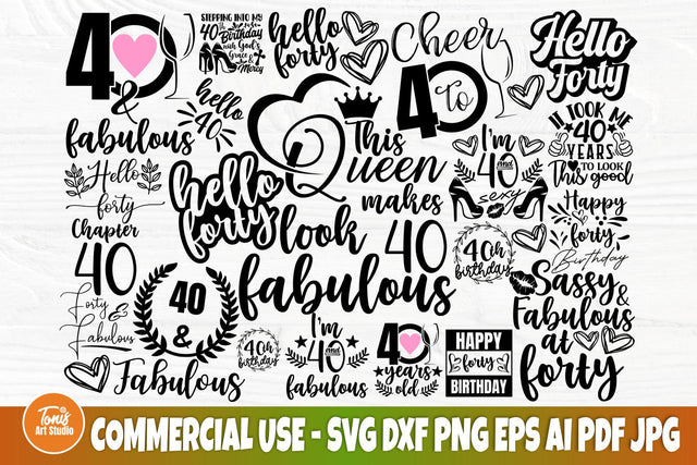 40th Birthday SVG, Happy Birthday Svg, Forty Svg, Png, Dxf, Eps, Ai, Birthday Queen Svg, Clipart, Cut Files For Cricut , Silhouette Cameo SVG TonisArtStudio 
