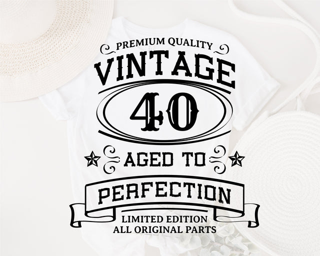 40th Birthday SVG, Vintage Birthday, limited edition svg, funny birthday SVG, Original Parts, Cut File, Instant Download SVG Fauz 