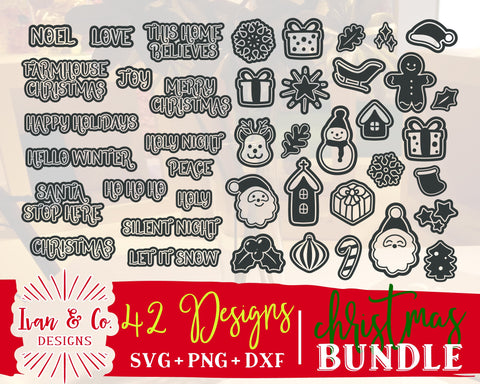 42 Designs | Christmas SVG Bundle #4 | Santa Clause | Socking | Sleigh | Snowman | Reindeer | Snowflake | Commercial Use | Digital Cut Files (1263237624) SVG Ivan & Co. Designs 