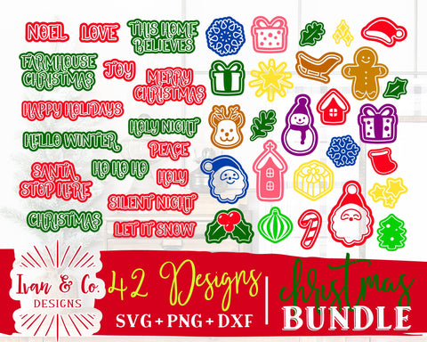 42 Designs | Christmas SVG Bundle #4 | Santa Clause | Socking | Sleigh | Snowman | Reindeer | Snowflake | Commercial Use | Digital Cut Files (1263237624) SVG Ivan & Co. Designs 