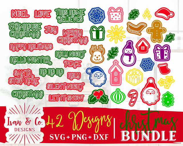 42 Designs | Christmas SVG Bundle #4 | Santa Clause | Socking | Sleigh | Snowman | Reindeer | Snowflake | Commercial Use | Digital Cut Files (1263237624) SVG Ivan & Co. Designs 
