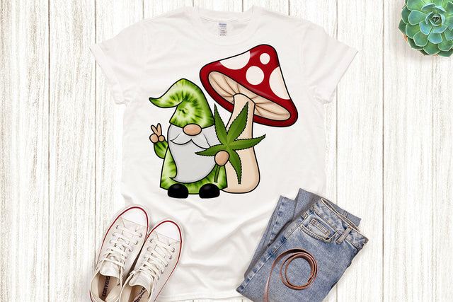 420 Gnome with Cannabis Under Toadstool Sublimation PNG Sublimation Designed by Geeks 