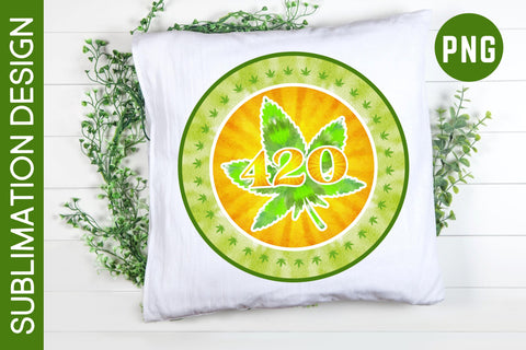 420 Marijuana Leaf Round Design 1 - Weed Cannabis Leaf Sublimation PNG Design Sublimation Digital Clipart Deals 