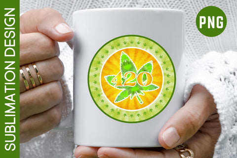420 Marijuana Leaf Round Design 1 - Weed Cannabis Leaf Sublimation PNG Design Sublimation Digital Clipart Deals 