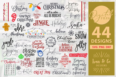 44 Christmas SVG Bundle, Christmas Svg, Farmhouse Svg, Cricut Svg, Silhouette Designs, Digital Cut Files, SVG DXF PNG (99NOV23C) SVG Ivan & Co. Designs 
