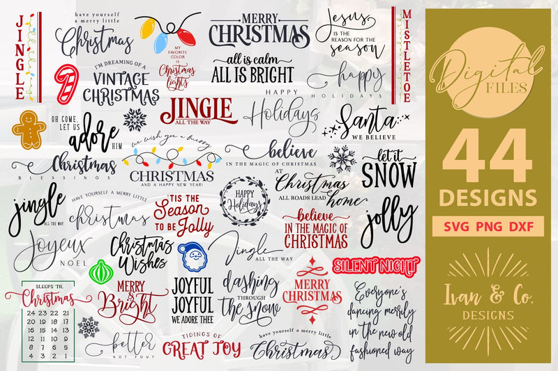 44 Christmas SVG Bundle, Christmas Svg, Farmhouse Svg, Cricut Svg, Silhouette Designs, Digital Cut Files, SVG DXF PNG (99NOV23C) SVG Ivan & Co. Designs 