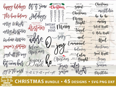 45 Christmas Signs SVG Bundle | Farmhouse Sign Svg | Commercial Use | Cricut | Silhouette | Digital Cut Files | SVG DXF PNG (2023b0601) SVG Ivan & Co. Designs 