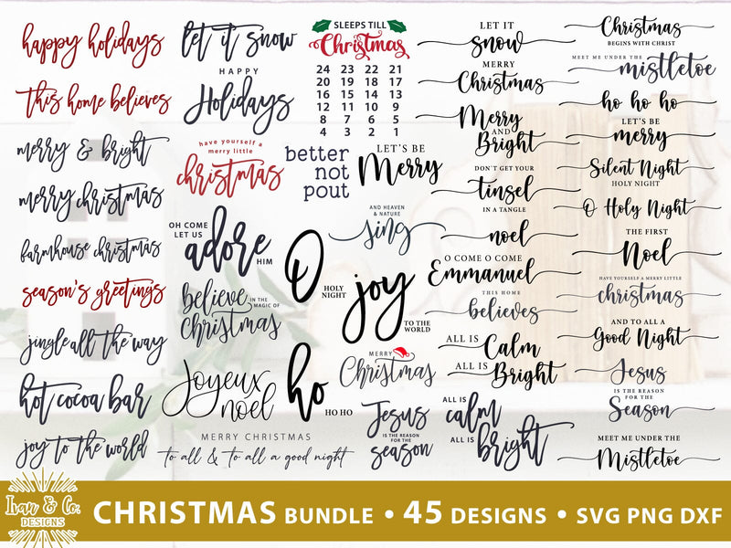 45 Christmas Signs SVG Bundle | Farmhouse Sign Svg | Commercial Use | Cricut | Silhouette | Digital Cut Files | SVG DXF PNG (2023b0601) SVG Ivan & Co. Designs 