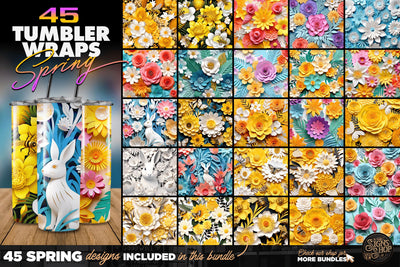 45 Spring 3D Tumbler Wrap Bundle Sublimation The Vintage Signs Shop 