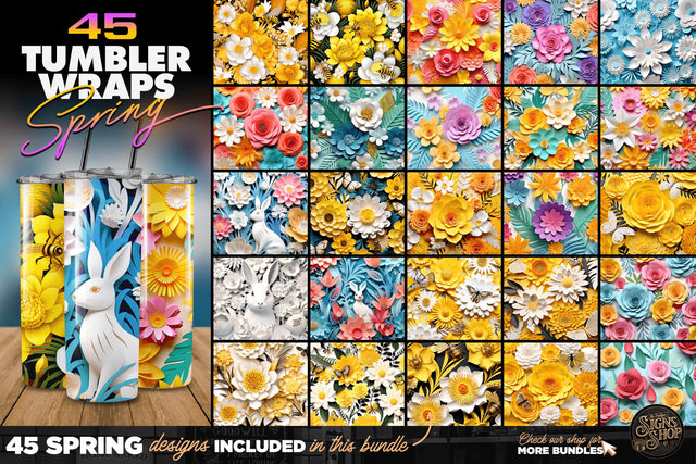 45 Spring 3D Tumbler Wrap Bundle Sublimation The Vintage Signs Shop 