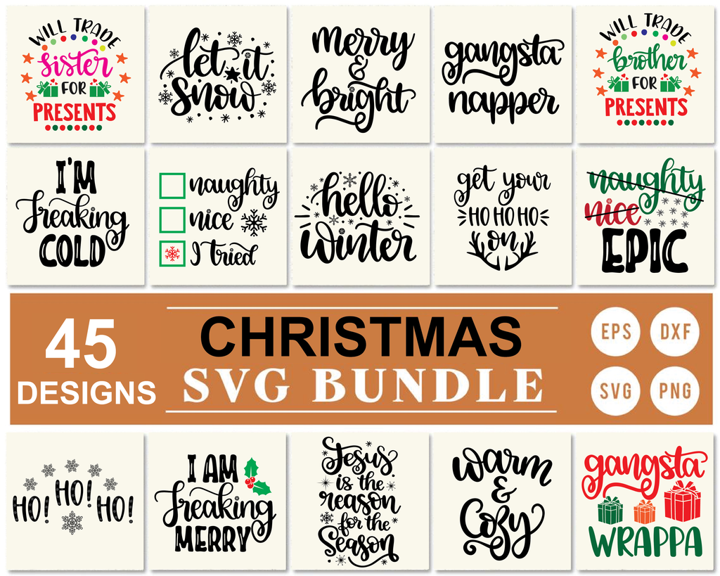 45 Styles Christmas Svg Bundle - So Fontsy